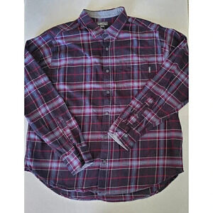 Men's EDDIE BAUER Flannel Button-Down Shirt SZ XXL Red/Blue/Black/White‎ Plaid